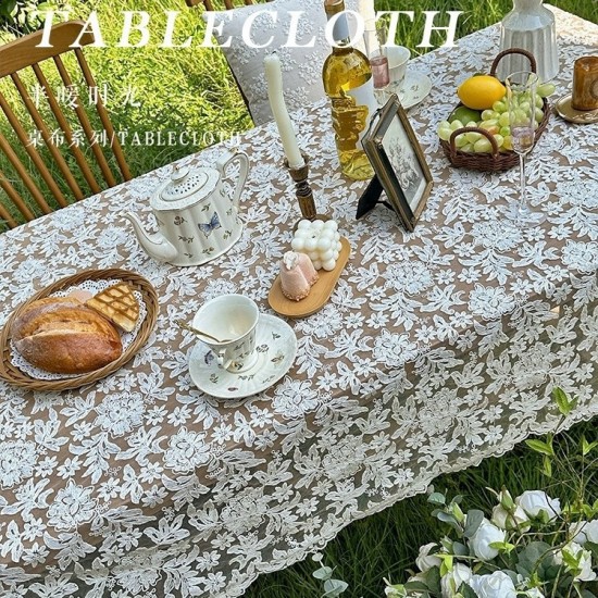 Cross-border French pastoral ins-style lace rectangular tablecloth, retro palace-style coffee table and tablecloth dust cover Cross-border French pastoral ins-style lace rectangular tablecloth, retro palace-style coffee table and tablecloth dust cover