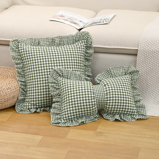 French plaid ruffled pillows, ins style, fresh modern square pillows, lumbar pillows, and sofa and bedroom backrests French plaid ruffled pillows, ins style, fresh modern square pillows, lumbar pillows, and sofa and bedroom backrests