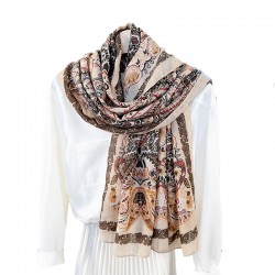 Ethnic Artistic Retro Patterned Scarf, Korean Women's Elegant and Stylish Travel Outerwear Long Scarf