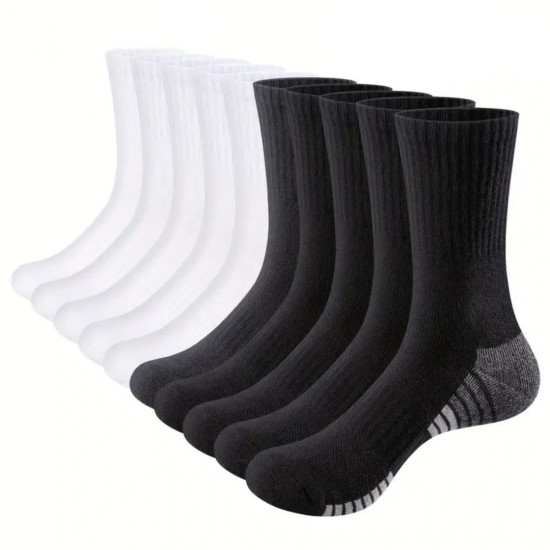 Thickened towel-soled sports socks for men and women for autumn and winter, mid-calf, non-slip, sweat-wicking, breathable, and odor-resistant.