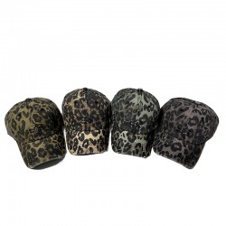 Wholesale Korean 2024 new American retro leopard print distressed baseball caps, soft-top, niche baseball caps for women.