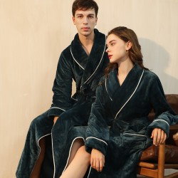 Extra-Long Nightgown for Men and Women, Autumn/Winter Plus-Sized Coral Fleece Pajamas for Men, Thickened Winter Couple's Flannel Pajamas for Men