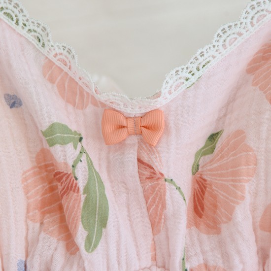 2023 new summer pajamas, pure cotton gauze, thin shorts and plus-size loungewear, two-piece set.