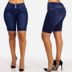 New Cross-Border Amazon Independent Station Denim Shorts for Women, Buttoned Shorts, Slimming, Cropped Shorts