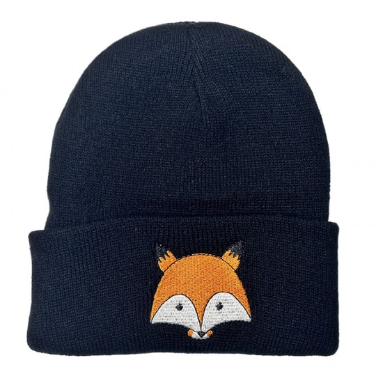 New European and American autumn and winter children's woolen hats, cartoon girls' knitted pullovers. Baby's rolled-brimmed earmuffs and warm hat