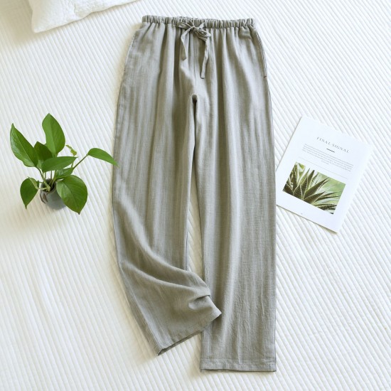 New spring and summer men's pajamas, plus-size, loose, casual, cotton, double-layered yarn-dyed herringbone loungewear pants New spring and summer men's pajamas, plus-size, loose, casual, cotton, double-layered yarn-dyed herringbone loungewear pants