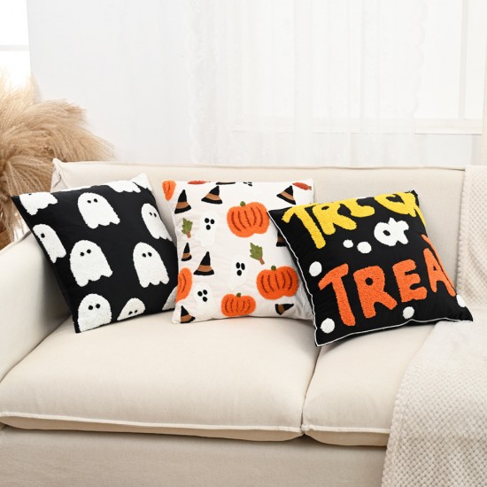 Hot-selling Halloween Day of the Dead embroidered cushion covers, pillowcases, pumpkin ghosts, home holiday decoration pillowcases Hot-selling Halloween Day of the Dead embroidered cushion covers, pillowcases, pumpkin ghosts, home holiday decoration pillowcases