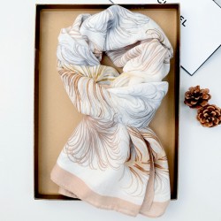 Cross-border cotton and linen long scarves Korean style trendy outerwear spring and autumn women's personalized feather print scarves.