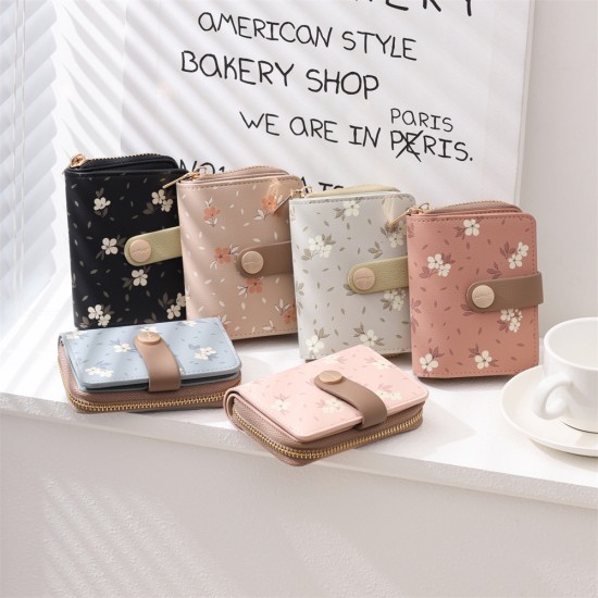 Cross-border Korean-style fashionable printed zippered accordion multi-card slot student wallet, women's wallet, ready for wholesale. Cross-border Korean-style fashionable printed zippered accordion multi-card slot student wallet, women's wallet, ready for wholesale.
