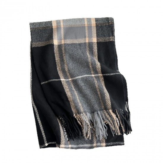 Korean classic plaid faux cashmere scarves for women, fashionable and versatile thin warm neckbands for outerwear.