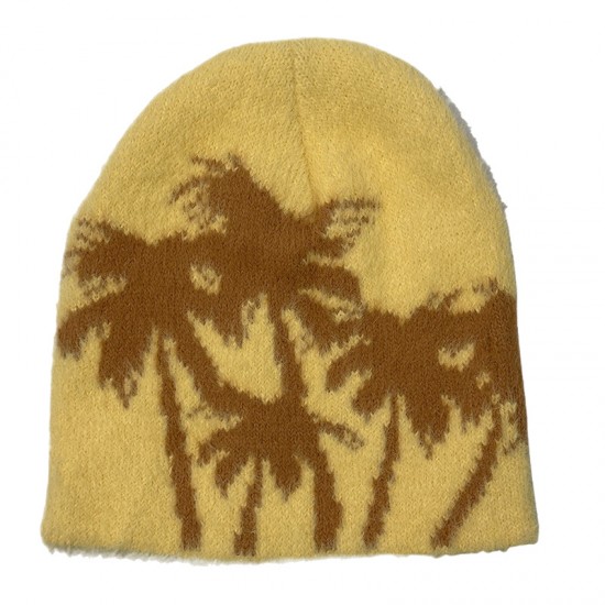 Cross-border Faux Mink Coconut Tree Knitted Beanie Hat, Autumn/Winter Women's Street Warm Earmuff Pullover Beanie, Trendy Men's Cross-border Faux Mink Coconut Tree Knitted Beanie Hat, Autumn/Winter Women's Street Warm Earmuff Pullover Beanie, Trendy Men's
