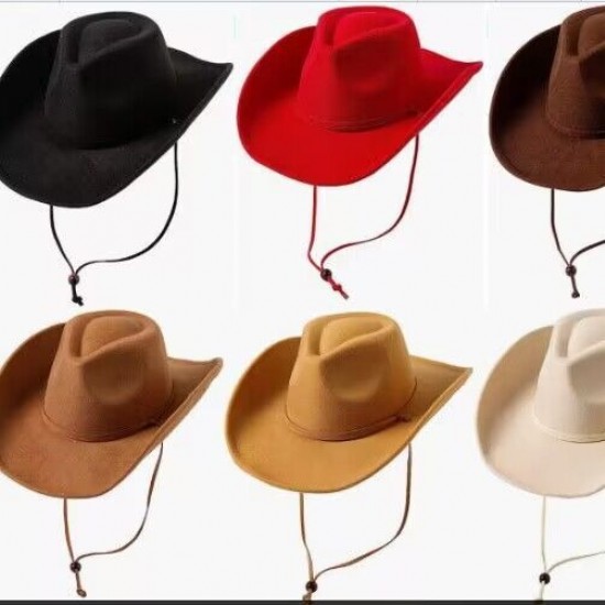 European and American autumn and winter new fashion casual windproof rope-curled wide-brimmed woolen cowboy hats, trendy outdoor warm hats.