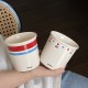 Cute striped blue gaming KT coffee cup, homemade simple cartoon hand-painted ceramic flip-top mug