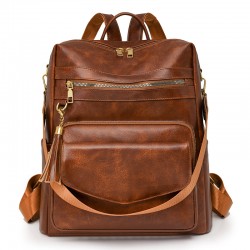 2025 New European and American Retro Fashion Women's Backpack, Trendy and Stylish, Large Capacity, Commuting, Fashionable, Tasseled Backpack Wholesale