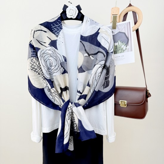 Classic, stylish, and trendy long scarves, elegant cotton and linen scarves, floral print outerwear shawls.