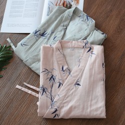 Men's and women's summer cotton gauze nightdresses, cardigans, Japanese yukata, Japanese-style bathrobes, plus-size, couples' saunas