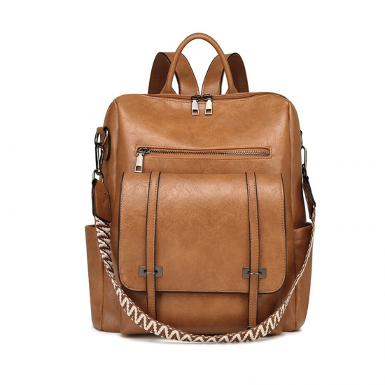 New cross-border retro women's backpacks, new high-end PU soft leather dual-use shoulder bags, large-capacity commuter backpacks