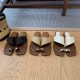 Women's thick-heeled vacation-style straw flip-flops (Summer outdoor wear, 2024 new style, French-style flip-flops) Slippers