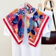 European and American cross-border multi-color stitched imitation silk 90 square scarf for women, personalized, niche, creative, multi-element printed shawl
