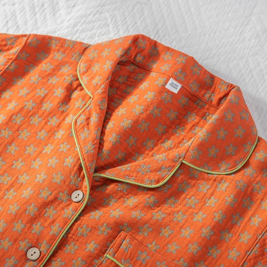 Spring and summer women's pajamas, pure cotton double-layered gauze thin long-sleeved trousers, thin, soft, loose loungewear set. Spring and summer women's pajamas, pure cotton double-layered gauze thin long-sleeved trousers, thin, soft, loose loungewear set.
