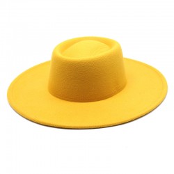New cross-border autumn and winter woolen 9.5cm wide-brim jazz hat for men and women, with a convex and concave ring-shaped top hat