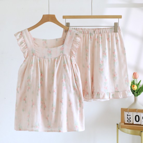 New women's cotton water Washed cotton short-sleeved shorts, thin plaid, simple summer loose loungewear set. New women's cotton water Washed cotton short-sleeved shorts, thin plaid, simple summer loose loungewear set.