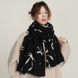 Cross-border bow-knot imitation cashmere warm scarves for women high-end designer shawls for office wear in winter Cross-border bow-knot imitation cashmere warm scarves for women high-end designer shawls for office wear in winter