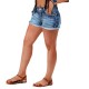 Amazon cross-border wholesale 2025 summer new American retro embroidered slim-fit raw-edge denim shorts for women
