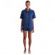 Casual style 2025 summer new cross-border foreign trade washed retro solid color short-sleeved shirt and shorts denim suit for women