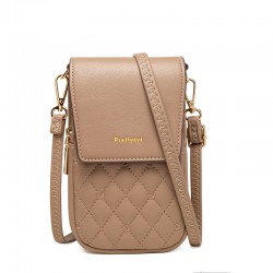 Guangzhou Bag 2024 hot-selling women's phone bag, fashionable crossbody shoulder bag, diamond-patterned embroidered women's double-layer PU wallet