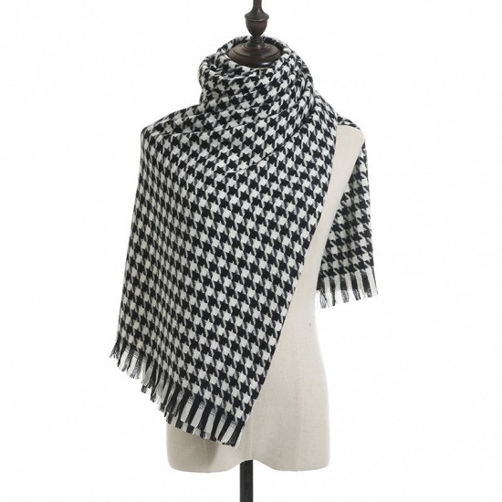 Houndstooth scarf for women, winter 2025 new plaid imitation cashmere scarf wholesale manufacturer, thickened shawl neckerchief for women