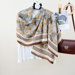 Korean Cross-border Retro Niche Daily Outerwear Long Scarf, Women's Atmospheric Floral Print Elegant Cotton and Linen Scarf