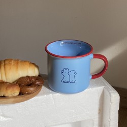 Niche Classic Red and Blue Contrasting Striped Ceramic Mug, Instagram Origin Coffee Cup, Couple's Water Cup, Drink Water Reminder