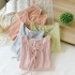 Women's pure cotton double-layer gauze pajamas, round neck, long sleeves, thin, loose-fitting, spring, summer, and autumn loungewear set.