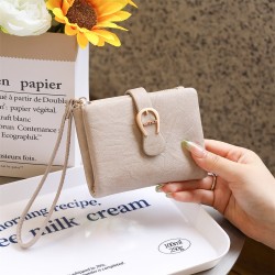 Lianbu new women's wallet, solid PU multifunctional tote, simple, two-fold clasp short student wallet in stock and wholesale