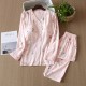 Women's spring and summer thin, long-sleeved, bra-free, rayon silk loungewear set with bra pads. Women's spring and summer thin, long-sleeved, bra-free, rayon silk loungewear set with bra pads.