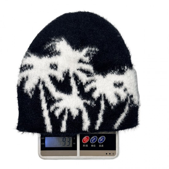 Cross-border Faux Mink Coconut Tree Knitted Beanie Hat, Autumn/Winter Women's Street Warm Earmuff Pullover Beanie, Trendy Men's Cross-border Faux Mink Coconut Tree Knitted Beanie Hat, Autumn/Winter Women's Street Warm Earmuff Pullover Beanie, Trendy Men's