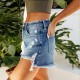 Factory Direct Foreign Trade 2024 New European and American Style Hand-Distressed Tasseled Ripped Comfortable Denim Shorts for Women Wholesale