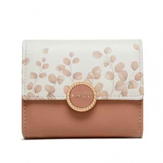 Pruetti 2022 new Korean-style women's short wallet, tri-fold, fresh-looking PU printed large-capacity student wallet