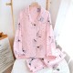 New women's pajamas, pure cotton double-layer gauze loungewear, thin, soft, spring and summer crepe loungewear New women's pajamas, pure cotton double-layer gauze loungewear, thin, soft, spring and summer crepe loungewear