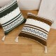 Cross-border Nordic ins Fair Isle pillows, square-shaped drop ball lotus-trimmed pillows for sofas and bedrooms. Cross-border Nordic ins Fair Isle pillows, square-shaped drop ball lotus-trimmed pillows for sofas and bedrooms.