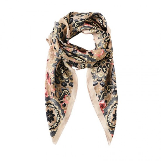 90s Sweet Japanese and Korean imitation silk scarves for women, 2025 Spring/Summer floral print small square scarves wholesale