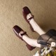 Black women's high heels, 2025 new style patent leather T-strap, pointed-toe, open-toe, block-heeled, closed-toe sandals.