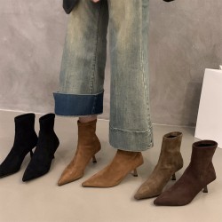 Thick-heeled square-toed brown closed-toed sandals for women, 2023 summer shallow-cut European and American slingback high-heeled sandals.