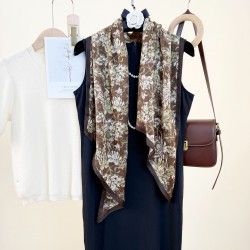 Korean retro, elegant, high-end clothing matching shawls, thin scarves with floral prints for air-conditioned rooms.