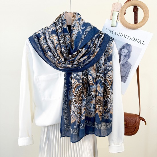 Ethnic Artistic Retro Patterned Scarf, Korean Women's Elegant and Stylish Travel Outerwear Long Scarf