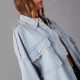 Cross-border foreign trade casual long-sleeved denim jacket, 2025 autumn new washed solid color midi jacket Cross-border foreign trade casual long-sleeved denim jacket, 2025 autumn new washed solid color midi jacket