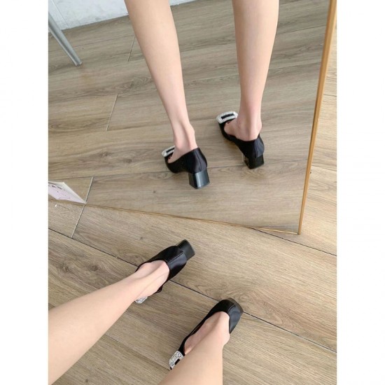 French Square-Toed Rhinestone Square-Toed High Heels for Women, Spring/Autumn 2024 New Women's Shoes, Slip-On French Square-Toed Rhinestone Square-Toed High Heels for Women, Spring/Autumn 2024 New Women's Shoes, Slip-On