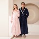 European Size Extra-Long Plush Cut Velvet Hooded Striped Couple's Nightgown, Men's and Women's Plus Size Flannel Bathrobe, Autumn/Winter