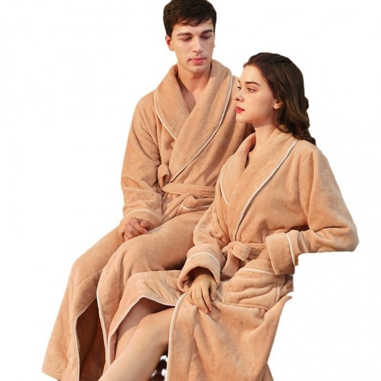 Extra-Long Nightgown for Men and Women, Autumn/Winter Plus-Sized Coral Fleece Pajamas for Men, Thickened Winter Couple's Flannel Pajamas for Men